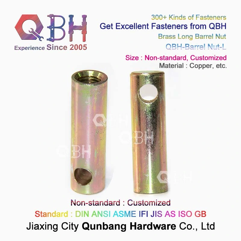 Qbh Standard Customized Inner Female Thread Hole Long Short Barrel Sleeve Nut Furniture Fastener