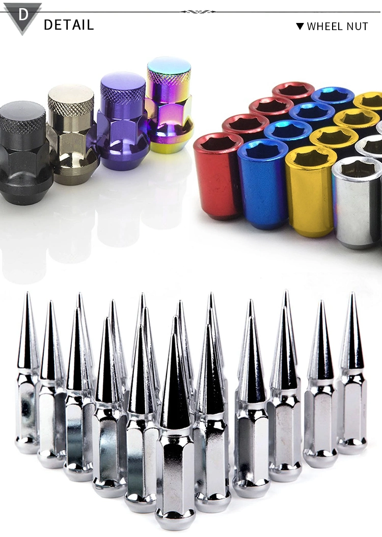 Manufacturer of Car Locking Colored Red Lug Nut M12X1.5, Universal Anti-Theft Chrome Steel Titanium Gr5 Spike Wheel Nut